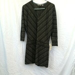 NWT Athleta women's athleisure mini dress gray and silver stripes Size XXS